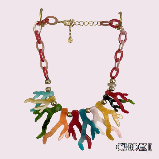 Resin Multi Coloured Branch Necklace